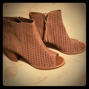 Toms Taupe Peep Toe Ankle Boots